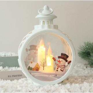 Ліхтар новорічний декоративний круглий Сніговик 13996 білий - Інтернет-магазин спільних покупок ToGether