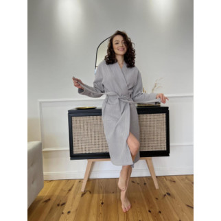 Жіночий вафельний халат COSY довгий, сірий. XL - Інтернет-магазин спільних покупок ToGether