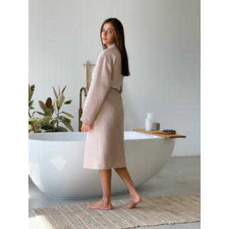 Жіночий вафельний халат COSY довгий, бежевий. XL - Інтернет-магазин спільних покупок ToGether