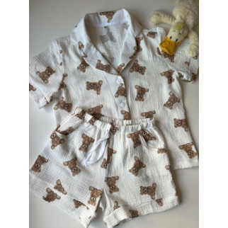 Жіноча Муслінова піжама з шортами, ведмедики Teddy - Інтернет-магазин спільних покупок ToGether