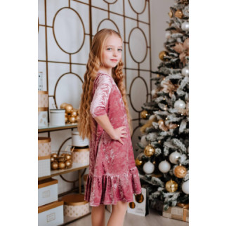 Платье бархат (140-158 подросток)  Пудра 146 - Інтернет-магазин спільних покупок ToGether