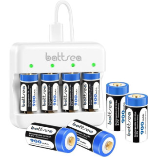Літієві батареї Battsea CR123A, CR123, 8 шт., 900 мА·год, 3,7 В, зі швидким зарядним пристроєм - Інтернет-магазин спільних покупок ToGether