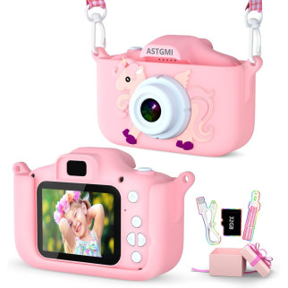 Дитяча цифрова камера-фотоапарат ASTGMI C3Pro для малюків з SD-картою 32 ГБ і силіконовим чохлом, рожева - Інтернет-магазин спільних покупок ToGether