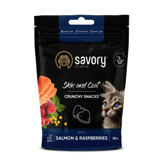 Ласощі для котів Savory Cat Skin And Coat Crunchy Snack з лососем 50 гр - Інтернет-магазин спільних покупок ToGether