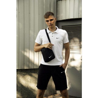 Комплект чоловічий Nike: поло біле + шорти чорні + барсетка чорна - Інтернет-магазин спільних покупок ToGether