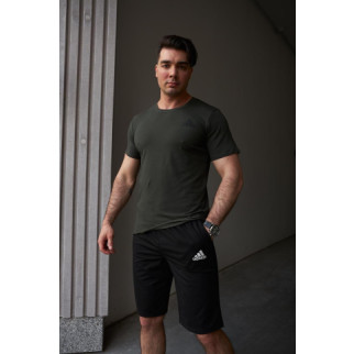 Комплект чоловічий Adidas: футболка хакі + шорти чорні - Інтернет-магазин спільних покупок ToGether