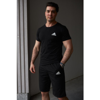 Комплект чоловічий Adidas: футболка чорна + шорти чорні - Інтернет-магазин спільних покупок ToGether
