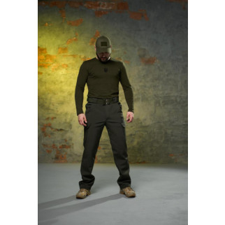 Комплект чоловічий хакі: штани soft shell на флісі "Peak" + лонгслів "Pulse" Intruder з тризубом - Інтернет-магазин спільних покупок ToGether