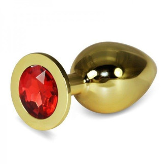 Золота анальна пробка з червоним каменем Rosebud Anal Plug Large 18+ - Інтернет-магазин спільних покупок ToGether