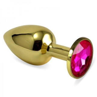 Золота анальна пробка з рожевим каменем Rosebud Anal Plug Medium 18+ - Інтернет-магазин спільних покупок ToGether
