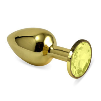 Золота анальна пробка з жовтим каменем Rosebud Anal Plug Medium 18+ - Інтернет-магазин спільних покупок ToGether