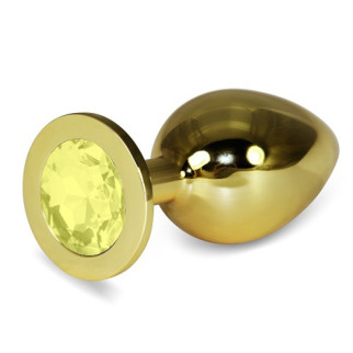 Золота анальна пробка з жовтим каменем Rosebud Anal Plug Large 18+ - Інтернет-магазин спільних покупок ToGether