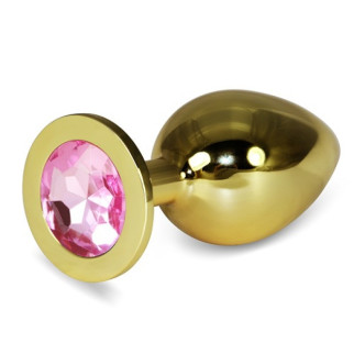 Золотий анальний корок зі світло-рожевим каменем Rosebud Anal Plug Large 18+ - Інтернет-магазин спільних покупок ToGether