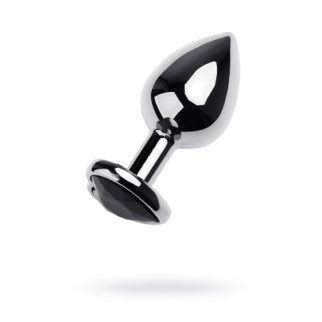 Анальна пробка — Silver anal plug TOYFA Metal with black heart-shaped gem, length 7 cm, diameter 1,8 18+ - Інтернет-магазин спільних покупок ToGether