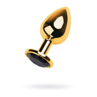 Golden anal plug TOYFA Metal with black heart-shaped gem, length 7 cm, diameter 1,8-3,3 cm, weight 9  18+ - Інтернет-магазин спільних покупок ToGether