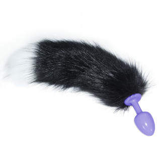 Анальна пробка фіолетова з чорно-білим хвостом Luxury Metal Anal Tail 18+ - Інтернет-магазин спільних покупок ToGether