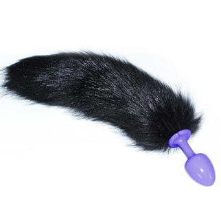 Анальна пробка фіолетова з чорним хвостом Luxury Metal Anal Tail 18+ - Інтернет-магазин спільних покупок ToGether