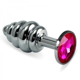 Рельєфна анальна пробка з пурпуровим каменем Rosebud Spiral Metal Plug 18+ - Інтернет-магазин спільних покупок ToGether