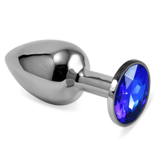 Гладка анальна пробка із синім каменем Silver Rosebud Classic Metal Plug Small 18+ - Інтернет-магазин спільних покупок ToGether