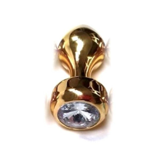 Золотиста алюмінієва анальна пробка з прозорим кристалом Golden Aluminum Jeweled Anal Plug 18+ - Інтернет-магазин спільних покупок ToGether