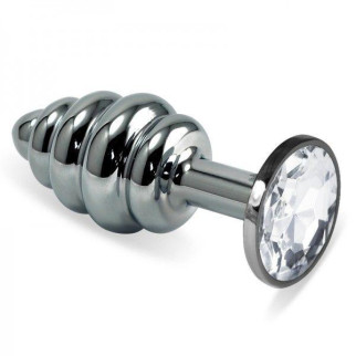 Рельєфна анальна пробка з прозорим каменем Rosebud Spiral Metal Plug 18+ - Інтернет-магазин спільних покупок ToGether