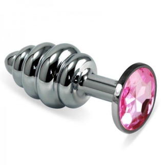 Рельєфна анальна пробка з рожевим каменем Rosebud Spiral Metal Plug 18+ - Інтернет-магазин спільних покупок ToGether