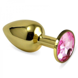 Гладке анальне корок золотистого кольору з рожевим кришталем розмір S + подарункове паковання 18+ - Інтернет-магазин спільних покупок ToGether