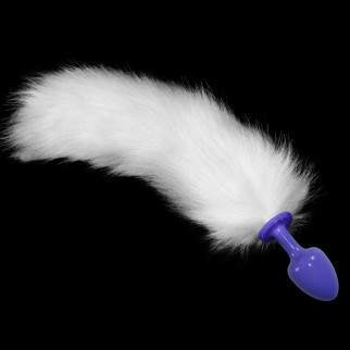 Анальна пробка фіолетова з білим хвостом Luxury Metal Anal Tail 18+ - Інтернет-магазин спільних покупок ToGether
