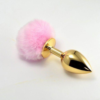 Золота анальна іграшка з рожевим помпоном 18+ - Інтернет-магазин спільних покупок ToGether