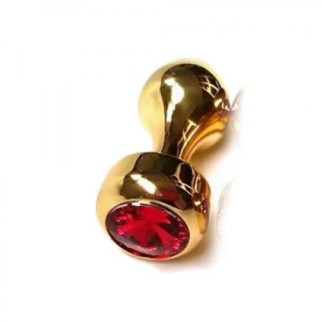 Золотиста алюмінієва анальна пробка з червоним кристалом Golden Aluminum Jeweled Anal Plug 18+ - Інтернет-магазин спільних покупок ToGether