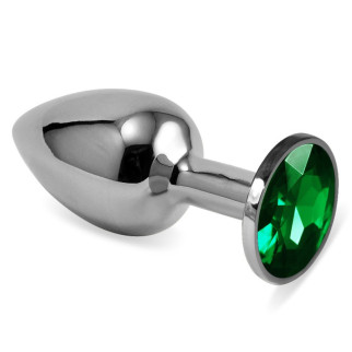 Гладка анальна пробка із зеленим каменем Silver Rosebud Classic Metal Plug Small 18+ - Інтернет-магазин спільних покупок ToGether