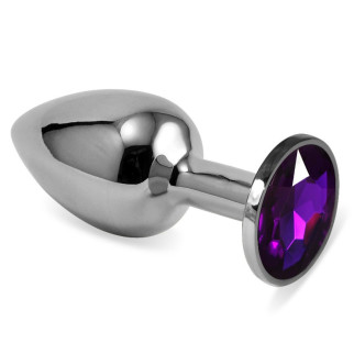 Гладка анальна пробка з фіолетовим каменем Silver Rosebud Classic Metal Plug Small 18+ - Інтернет-магазин спільних покупок ToGether