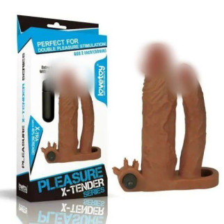Pleasure X Tender Vibrating Double Penis Sleeve Brown 18+ - Інтернет-магазин спільних покупок ToGether