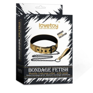 Золотичний нашийник Bondage Fetish Metallic Gold Pup Collar With Leash 18+ - Інтернет-магазин спільних покупок ToGether