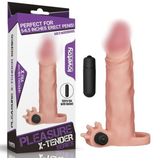 Суперреалістична телесна подовжувальна насадка для пінису Pleasure X Tender Vibrating Penis Sleeve 18+ - Інтернет-магазин спільних покупок ToGether