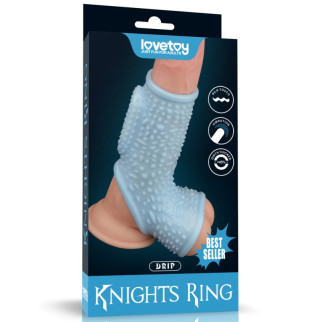 Vibrating Drip Knights Ring with Scrotum Sleeve (Blue) 18+ - Інтернет-магазин спільних покупок ToGether