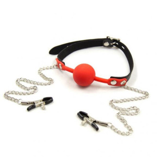 Nipple Clamp with Red Silicone Ball Gags 18+ - Інтернет-магазин спільних покупок ToGether