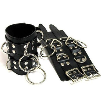 Чорні шкіряні широкі наручники 18+ - Інтернет-магазин спільних покупок ToGether