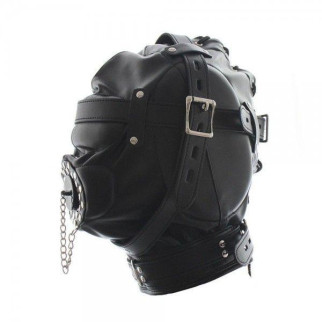 Чорна повністю закрита бдсм-маска Leather Hood 18+ - Інтернет-магазин спільних покупок ToGether