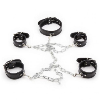 Leather Neck Hand-foot Linked Cuffs Black 18+ - Інтернет-магазин спільних покупок ToGether