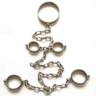 Stainless Steel Handy Handcuffs Hand and Foot Neck Has Metal Chain - Man 18+ - Інтернет-магазин спільних покупок ToGether