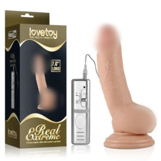 Вібратор натурального кольору з яєчками на присосці Real Extreme Vibrating Dildo 18+ - Інтернет-магазин спільних покупок ToGether