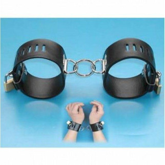 Чорні шкіряні наручники із якісної штучної шкіри 18+ - Інтернет-магазин спільних покупок ToGether