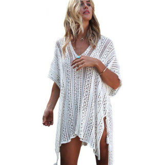 White Crochet Knitted Tassel Tie Kimono Beachwear 18+ - Інтернет-магазин спільних покупок ToGether