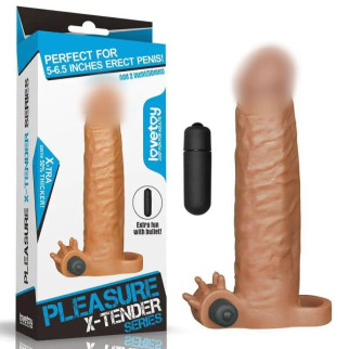Вибронасадка на член подовжуюча Pleasure X Tender Vibrating Penis Sleeve 18+ - Інтернет-магазин спільних покупок ToGether