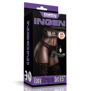 Чорний жіночий страпон на ремінцях Vibrating Easy Strapon Set 8.5 18+ - Інтернет-магазин спільних покупок ToGether