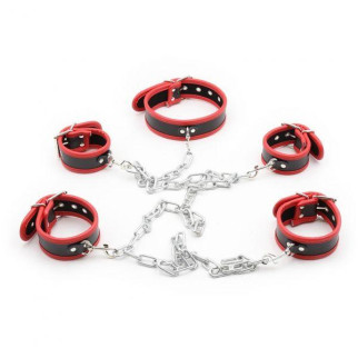 Leather Neck Hand-foot Linked Cuffs Red 18+ - Інтернет-магазин спільних покупок ToGether