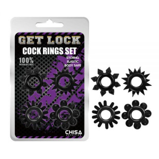 Набір чорних ерекційних кілець різної форми Cock Rings Set 18+ - Інтернет-магазин спільних покупок ToGether