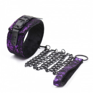 Нашийник із повідцем натуральна шкіра Purple Bondage Neck Collar 18+ - Інтернет-магазин спільних покупок ToGether