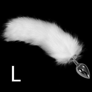 Анальна пробка з білим пишним хвостом Metal Anal Tail Large 18+ - Інтернет-магазин спільних покупок ToGether